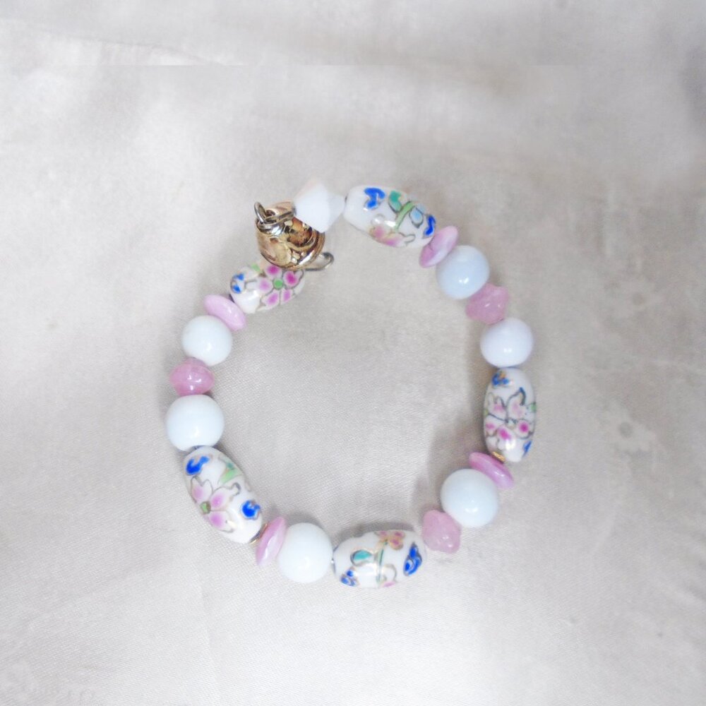 Bangle Pink & White NEW Design "ZIG-ZAG " Bracelet OOAK - Picture 4 of 8
